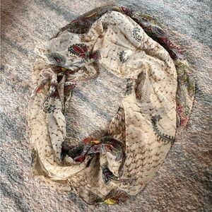 Elegant Paisley infinity Scarf - Cream and Multicolor